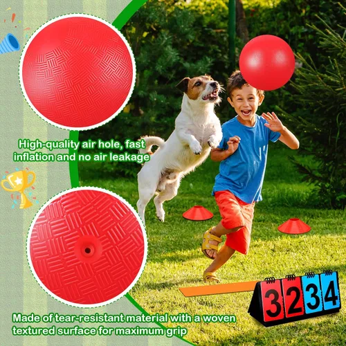 Miniatura 4 de Jenaai 18 piezas juego de kickball deportivo incluye pelota de parque infantil 5 bases de goma para tirar bomba de balón marcador bolsa de red 10