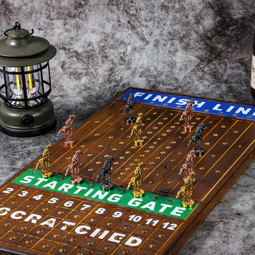 Miniatura 6 de Grande Juego de Mesa de Carreras de Caballos de 21 Pulgadas Finish LINE Está Equipado con 11 Caballos de Artesanía Metálica de Lujo Tablero