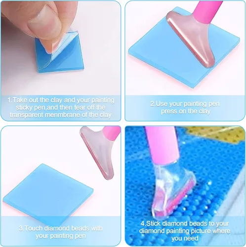 Miniatura 4 de 80 piezas de arcilla de pegamento de pintura de diamante, cera de arcilla colorida para bordar, juego de pintura de punto de cruz, herramienta