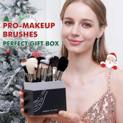 Miniatura 3 de BUEART DESIGN - Juego de 42 brochas de maquillaje con pelo de cabra natural real (42 piezas, negro perla mate)