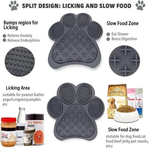 Miniatura 2 de Tapete de alimentación lenta con ventosas, diseño antideslizante, reductor de aburrimiento y ansiedad para perros y gatos, tapete calmante para Gris