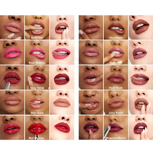 Miniatura 8 de Buxom Lápiz labial satinado completo, formulado con ácido hialurónico y cera de girasol, lápiz labial cremoso hidratante, acabado satinado, ligero