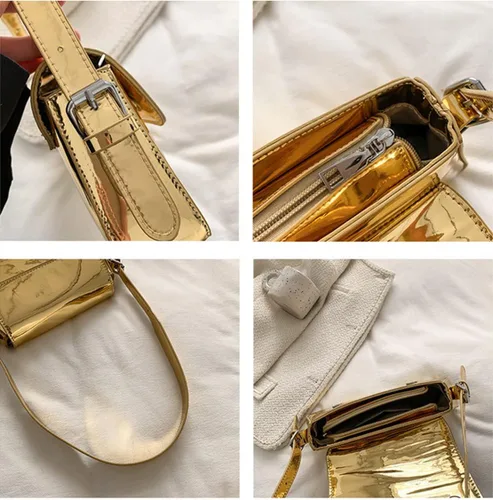Miniatura 7 de Bolso de noche para mujer, bolso de mano Y2k, plateado brillante, bolso de mano, bolso de fiesta, lindo bolso metálico