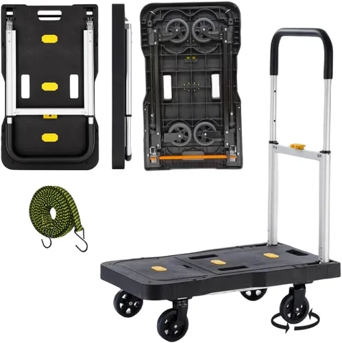 Carro plegable de mano resistente mejorado con ruedas, carrito portátil de 330 libras, mango ajustable para equipaje, mudanzas, viajes, compras y