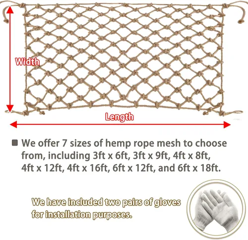 Miniatura 3 de Red de cuerda de yute natural, protección resistente y versátil para actividades al aire libre, decoración de interiores, crecimiento de plantas