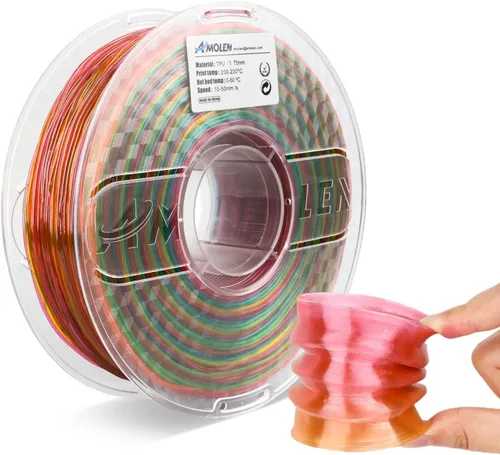 Miniatura 15 de AMOLEN Filamento de impresora 3D de TPU 95A, 0.069 pulgadas que brilla en el verde oscuro, filamento de impresión 3D flexible de TPU suave, alta