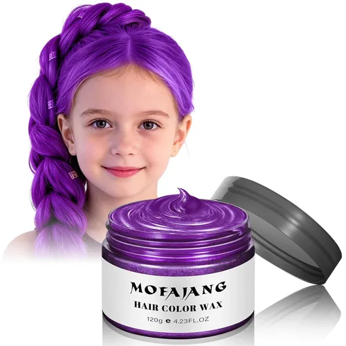 Cera de color temporal para el cabello, spray de color para el cabello morado, 4.23 onzas de cera de cabello desechable natural en aerosol, cera de