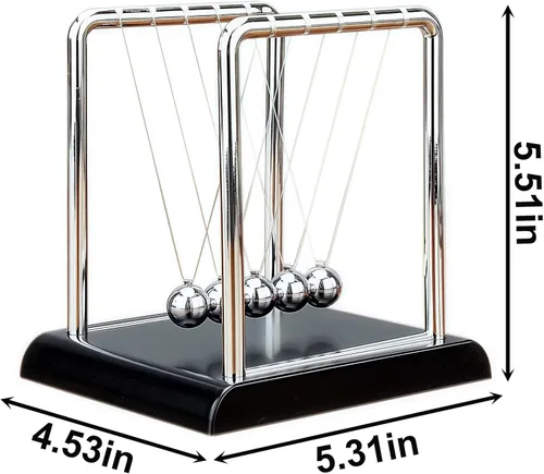 Miniatura 2 de Péndulo de Newton con Bolas de Equilibrio, Bolas Cinéticas Oscilantes con Base Negra, Herramienta de Aprendizaje Educativo de Ciencia Física