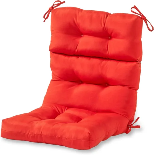 Miniatura 25 de Cojines para silla de respaldo alto para exteriores, diseño de asiento y respaldo con bisagras de una pieza, reversibles con 4 lazos, tela