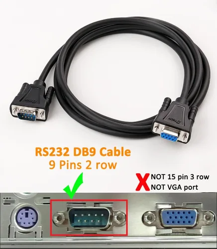 Miniatura 3 de DTech DB9 RS232 - Cable serie macho a hembra, cable de módem nulo, línea cruzada TX RX para comunicación de datos (10 pies, negro)