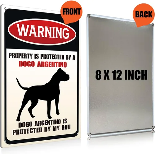 Miniatura 2 de BEASTZHENG Divertidos letreros de metal de advertencia de perro para decoración de pared, decoración de la propiedad está protegida por un dogo
