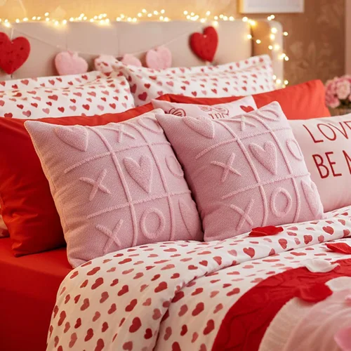 Miniatura 5 de Juego de 2 fundas de almohada de San Valentín de 16 x 16 pulgadas, decoración del día de San Valentín, fundas de almohada rosas para decoración