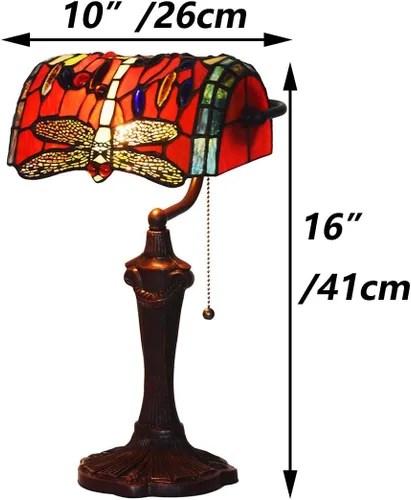 Miniatura 7 de Bieye L10057 Libélula Estilo Tiffany Vidrieras Banqueros Lámpara de escritorio Lámpara de mesa para lectura, trabajo decoración del hogar, 10