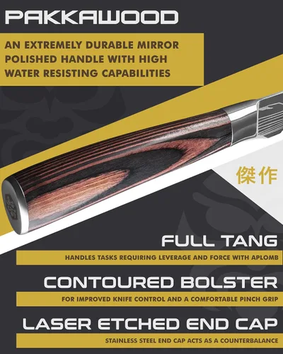 Miniatura 4 de KESSAKU Cuchillo multiusos dentado de 5.5 pulgadas - Serie Samurai - Cuchillo de cocina afilado - Acero inoxidable de alto carbono forjado 7Cr17MoV