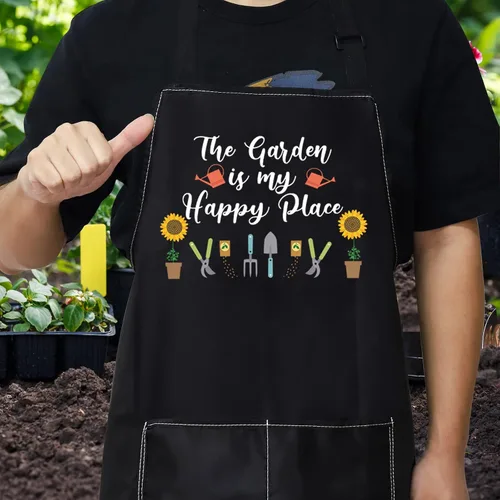Miniatura 5 de WZMPA Delantal de jardinería con bolsillos Regalos de jardinero The Garden Is My Happy Place Delantal ajustable para jardinero florista