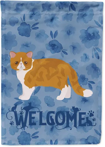 Miniatura 120 de Caroline's Treasures CK4813CHF - Bandera de bienvenida con gato abisinio azul, manga grande, para porche, para colgar en la pared, poliéster