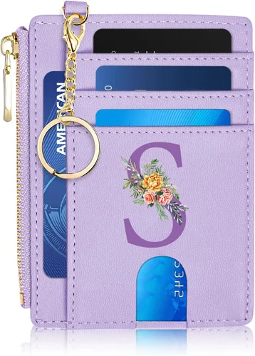 Miniatura 14 de Tarjetero para mujer minimalista y delgado con bolsillo frontal, bloqueo RFID, cartera compacta con ventana para identificación y bolsillo
