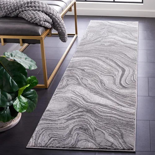 Miniatura 17 de SAFAVIEH Meadow Collection - Alfombra para pasillo, 2 x 7 pies, azul y gris, diseño abstracto moderno, no desprende pelusa y de fácil cuidado, ideal