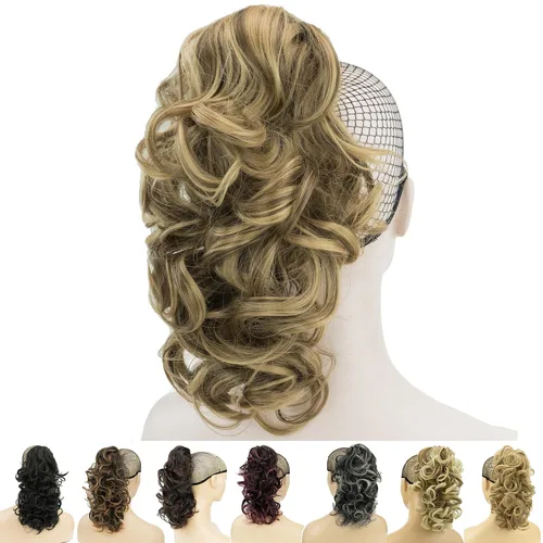 Miniatura 11 de IMISSU Extensiones de cabello rizado desordenado, cola de caballo con clip de cola de caballo (rubio playa)