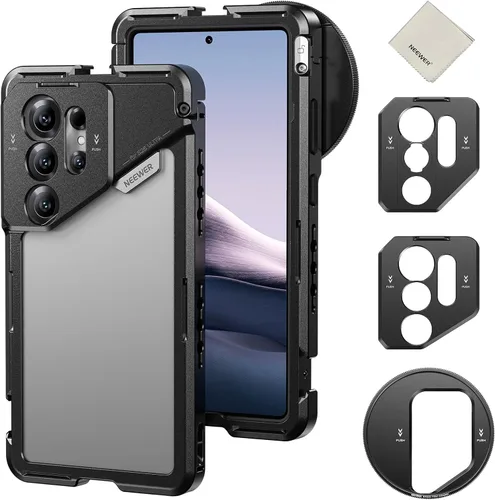 Miniatura 11 de NEEWER PA042 S24 Ultra Phone Cage Video Rig Estabilizador con PA045S Manija Lateral de Liberación Rápida, PA045E Manija de Obturador Bluetooth