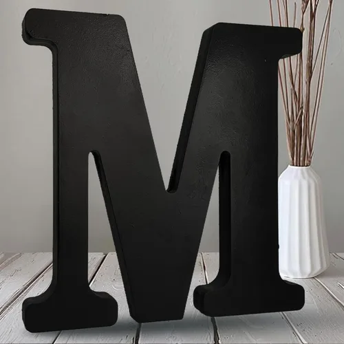 Miniatura 20 de AOCEAN Letras de madera negra de 10 pulgadas, letras de madera sin terminar para Halloween, letras decorativas de pie en rodajas, decoración