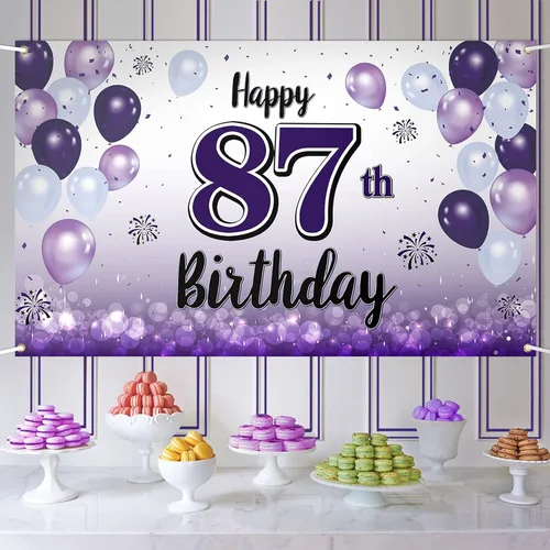 Miniatura 34 de Decoraciones de feliz cumpleaños 30, cartel grande de globo morado de 30 cumpleaños, suministros para fiesta de cumpleaños de 30 años. 30 (EE. UU.)