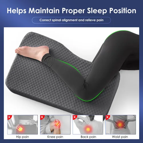 Miniatura 5 de Almohada de piernas para dormir de lado, almohada de rodilla de espuma viscoelástica para dormir de lado, almohada de elevación de piernas para Gris