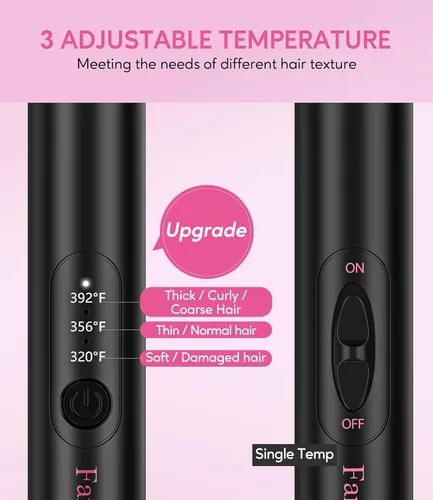 Miniatura 5 de Farery Mini cepillo térmico de 3 temperaturas ajustables, rizador de viaje para cabello corto de 1 pulgada, cepillo redondo calentado para rizos