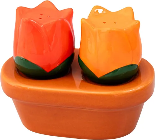 ban.do Bonito juego de salero y pimentero en forma de flor novedosa, cocteleras de inspiración vintage con soporte, tulipanes