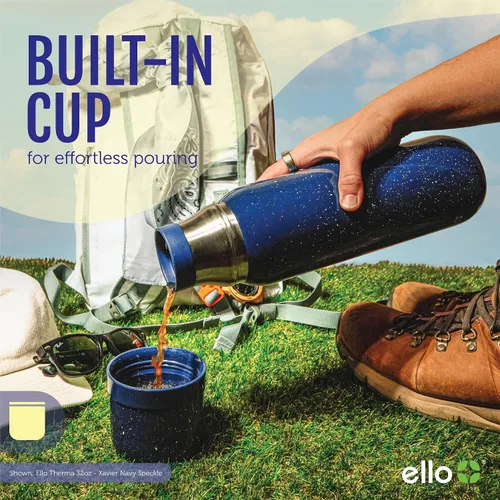 Miniatura 4 de Ello Therma - Termo aislado de acero inoxidable de 32 onzas para bebidas calientes y frías, con tapa a prueba de fugas y taza integrada, aislamiento