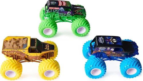 Miniatura 3 de Monster Jam, Ground Shaker - Paquete de 3 unidades (Grave Digger, El Toro Loco y Blue Thunder), vehículos fundidos a escala 1:64 Trituradoras