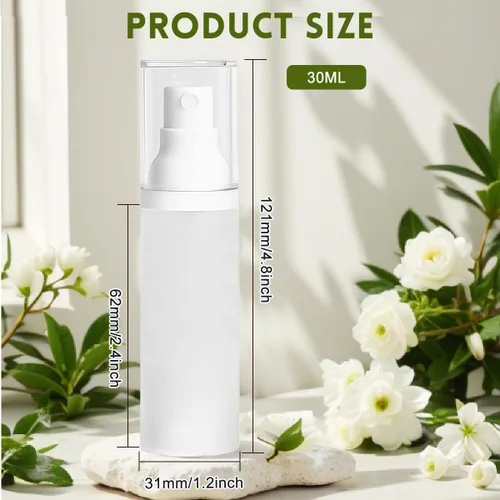 Miniatura 2 de 6 botellas vacías de espray de niebla fina de 1.0 fl oz/1 oz esmeriladas transparentes sin aire, botellas de spray de bomba cosmética recargables
