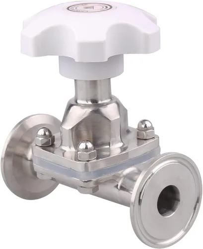 Miniatura 6 de DERNORD Válvula de diafragma sanitaria Sello de silicona Acero inoxidable 316L, 1.5 "Válvula de triple abrazadera (tubo de 1 pulgada OD)