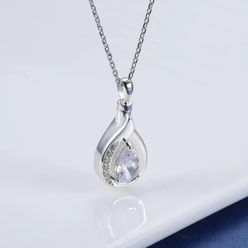 Miniatura 2 de Collar de urna de lágrima para cenizas, plata de ley 925, colgante de cremación azul conmemorativo, collar funerario, regalo de joyería