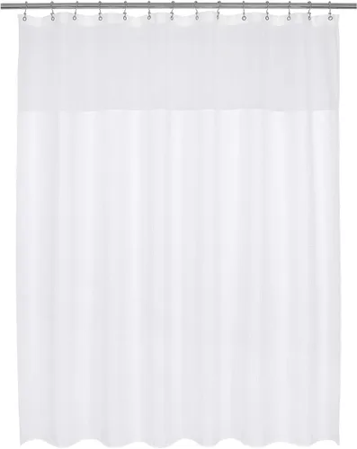 Miniatura 10 de Barossa Design Cortina de ducha de tela extragrande con ventana transparente de 96 x 96 pulgadas, tejido gofre, grado hotelero, 230 GSM, repelente