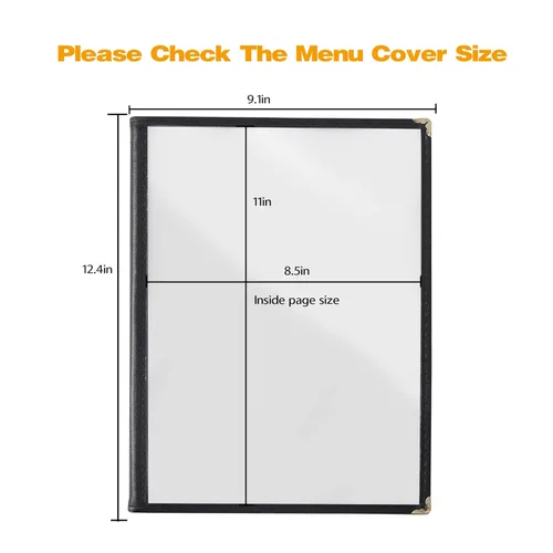 Miniatura 4 de 2 piezas de fundas de menú de 8.5 x 11 pulgadas, soporte para menú de restaurante, 4 páginas, 8 vistas, funda transparente de menú, se adapta a