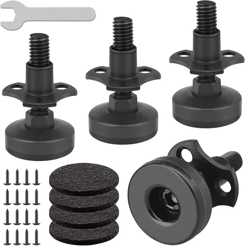 Niveladores de muebles resistentes, paquete de 4 pies niveladores roscados de 3/8 pulgadas, 16 pies niveladores de muebles, patas de mesa, Negro
