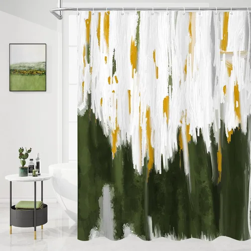 Miniatura 9 de MitoVilla Cortina de Ducha Pequeña Negra para Cabina 36 x 72 pulgadas, Juego de Cortinas de Ducha Angostas de Media Talla Abstracto Degradado