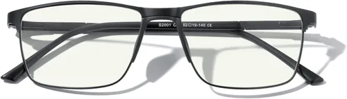 Miniatura 6 de MERRY'S Lentes de bloqueo de luz azul de moda, lentes de lectura, marco de metal, bisagra de resorte, lentes para hombres Negro-2.047 in