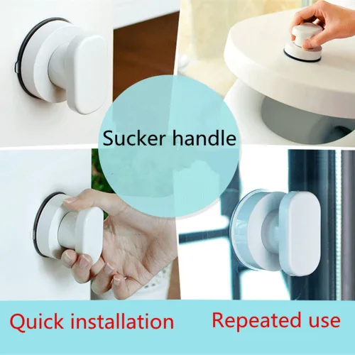 Miniatura 6 de WANLIAN - Potente manija de puerta de espejo de cristal con ventosa, pasamanos de pared con ventosa para refrigerador, cajón de nevera, manija