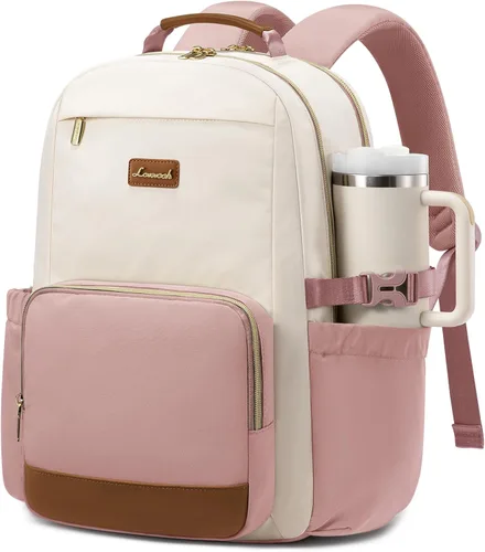 Miniatura 43 de LOVEVOOK Mochila para laptop para mujer con bolsillo para taza de gran capacidad, bolsa de computadora portátil de 15.6 pulgadas, mochila de viaje