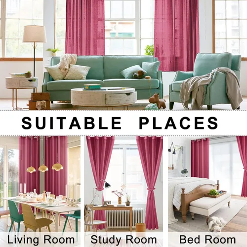 Miniatura 6 de JIUZHEN - Cortinas semitraslúcidas con ojales; para ventana de dormitorio, sala de estar; 46 pulgadas de ancho x 84 pulgadas de largo, set de 2