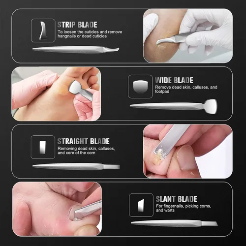 Miniatura 4 de FERYES Juego de cuchillo para pedicura y uñas encarnadas, kit de herramienta profesional de pedicura de 4 piezas, hoja de pie de primera calidad