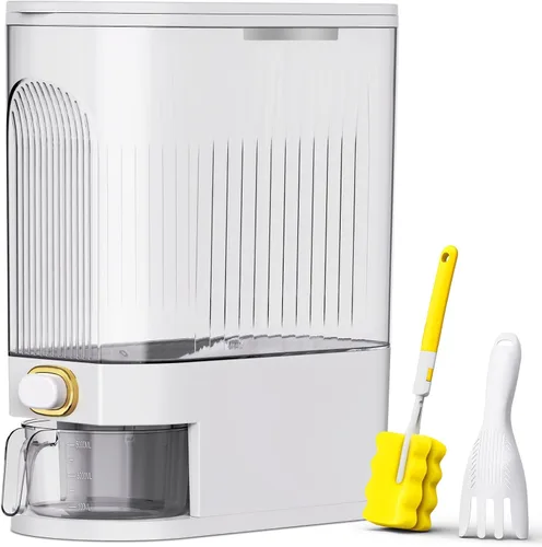 Miniatura 9 de Dispensador de arroz, contenedor de arroz de 22 libras a 25 libras con taza medidora, tapa mejorada con diales de tiempo y caja fresca incorporada.