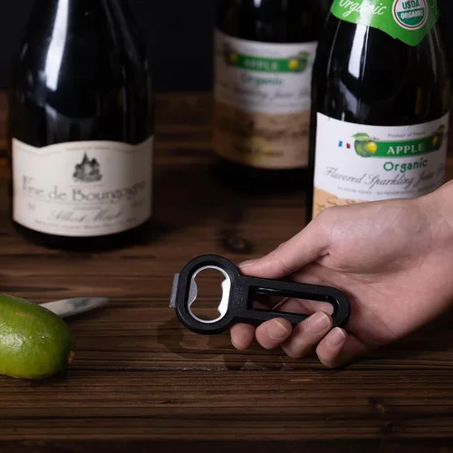 Miniatura 6 de Linoroso Abrebotellas magnético para refrigerador, abridor de botellas de cerveza y abrelatas de soda con captador de tapas, abridor de cerveza negro
