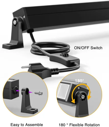 Miniatura 4 de Onforu Paquete de 4 luces LED negras de 42 W, barras de luz negra con enchufe e interruptor, suministros de fiesta que brillan en la oscuridad