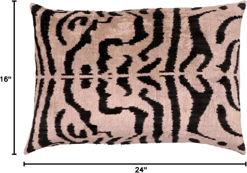 Miniatura 10 de CANVELLO Almohada de terciopelo de lujo hecha a mano con inserto de plumón, 16 x 24 pulgadas, estampado de tigre beige y negro, cojín decorativo