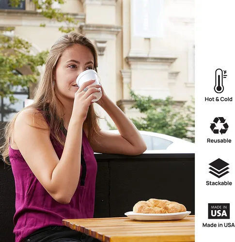 Miniatura 7 de Vasos Shop Square de espuma desechables de 8 onzas (paquete de 100), espuma blanca que aísla bebidas frías y calientes, fabricados en EE. UU., vasos