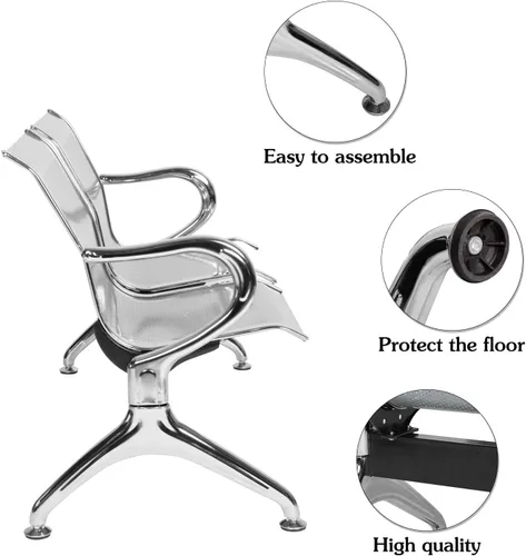 Miniatura 6 de Silla de sala de espera, banco de recepción del aeropuerto con brazos, sillas de recepción de invitados, silla de oficina, banco de vestíbulo, banco