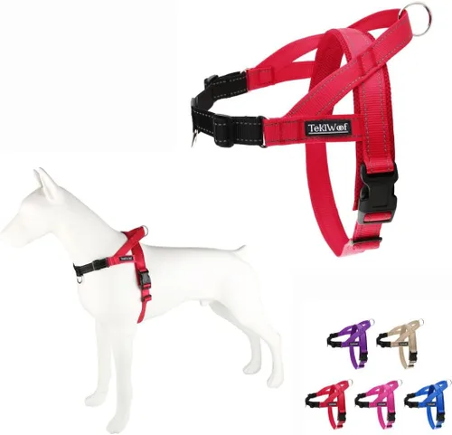 Miniatura 10 de Arnés para perro sin tirones con asa, clip trasero y delantero, ajustable, fácil de poner y quitar, reflectante, ligero y acolchado de malla, sin